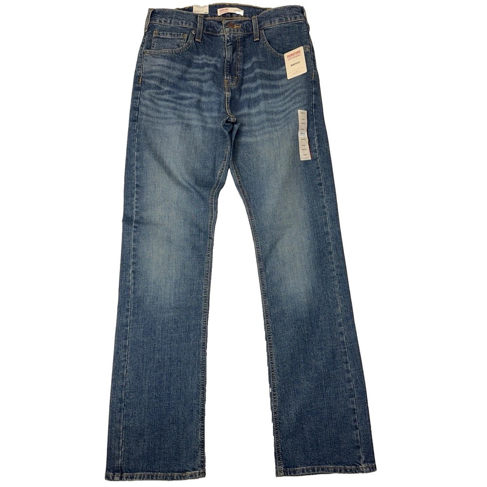 NWT Levi Strauss Signature Bootcut Jeans Mens 34x32 Med Wash Denim Ultimate Flex